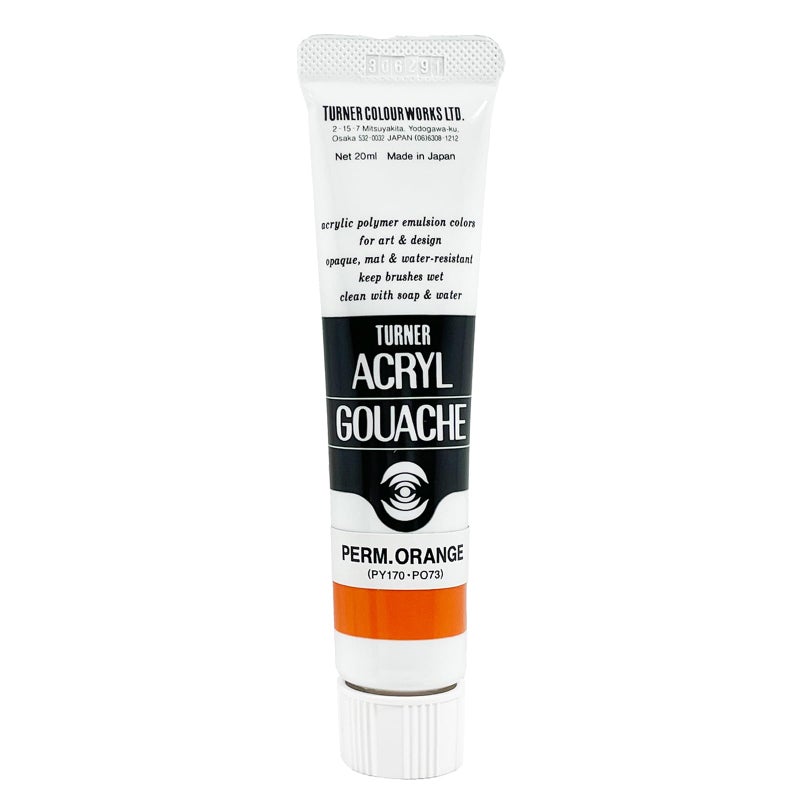 Turner Colour Works Acryl Gouache Artist Acrylic Paint - Single 20 ml Tube - Permanent Orange - Image 1